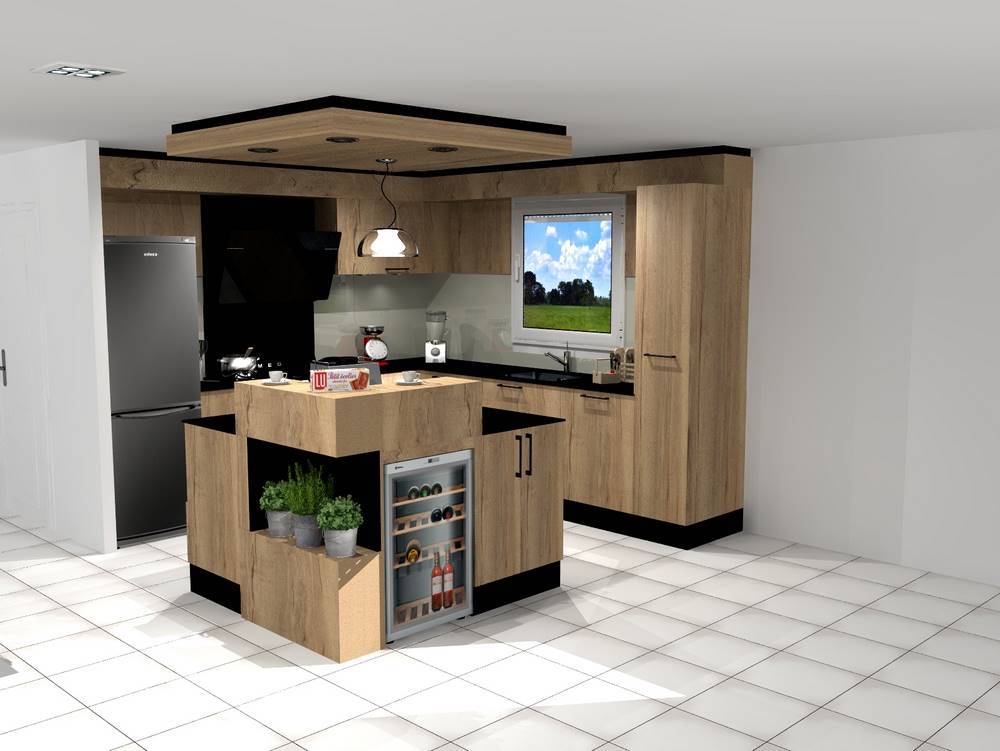 plan 3d chêne noir
